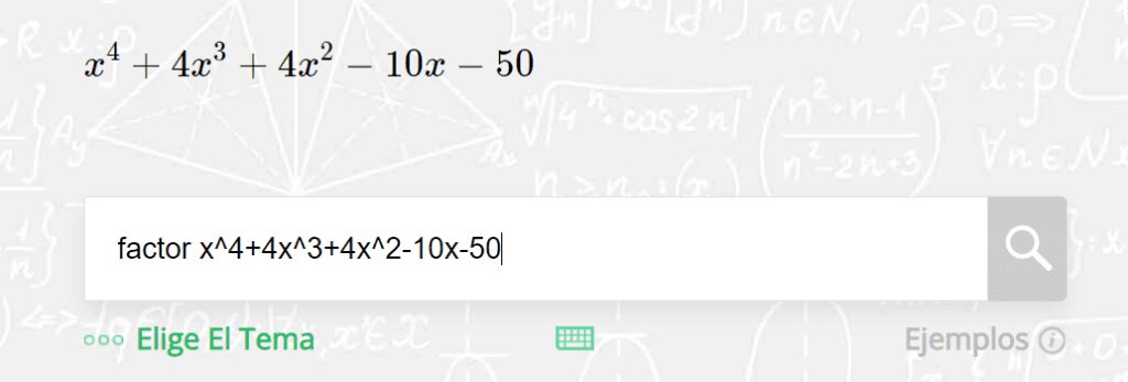 Ecuacion a resolver con cymath