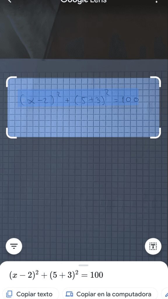 resolver problemas matematicos con Google Lens
