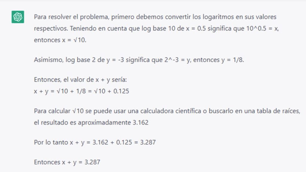 resolver problemas matematicos con ChatGPT