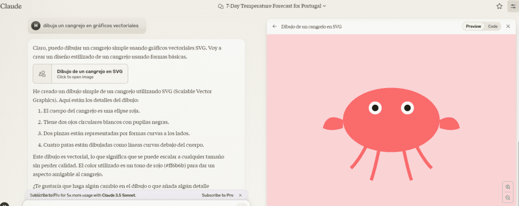 Cangrejo hecho con Claude