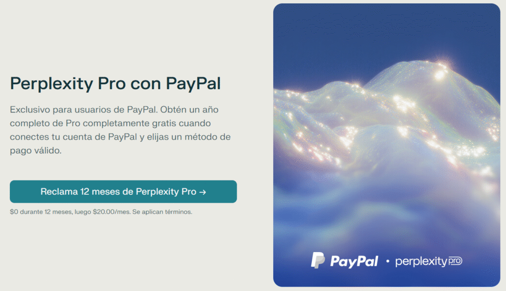 Perplexity Pro y PayPal