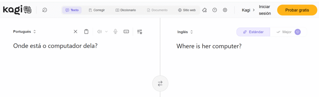 Interesante Traductor Kagi