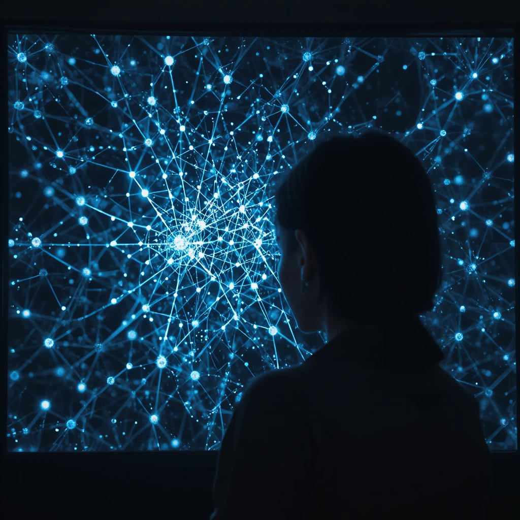 Investigador explorando un mapa visual de artículos científicos usando herramientas de IA para investigar